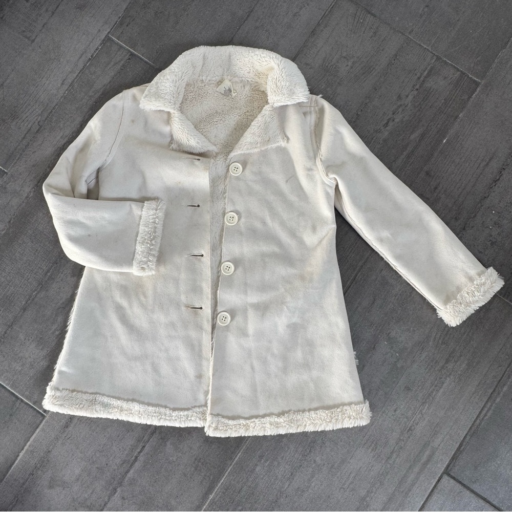 Crazy Cream Faux Fur Coat girls formal 7 8 holiday nutcracker photos white snow